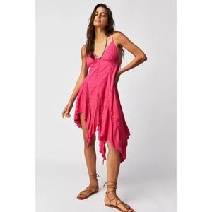 Free People Tumi Tunic Asymmetrical Flowy Dress Pink Size Medium Nwot